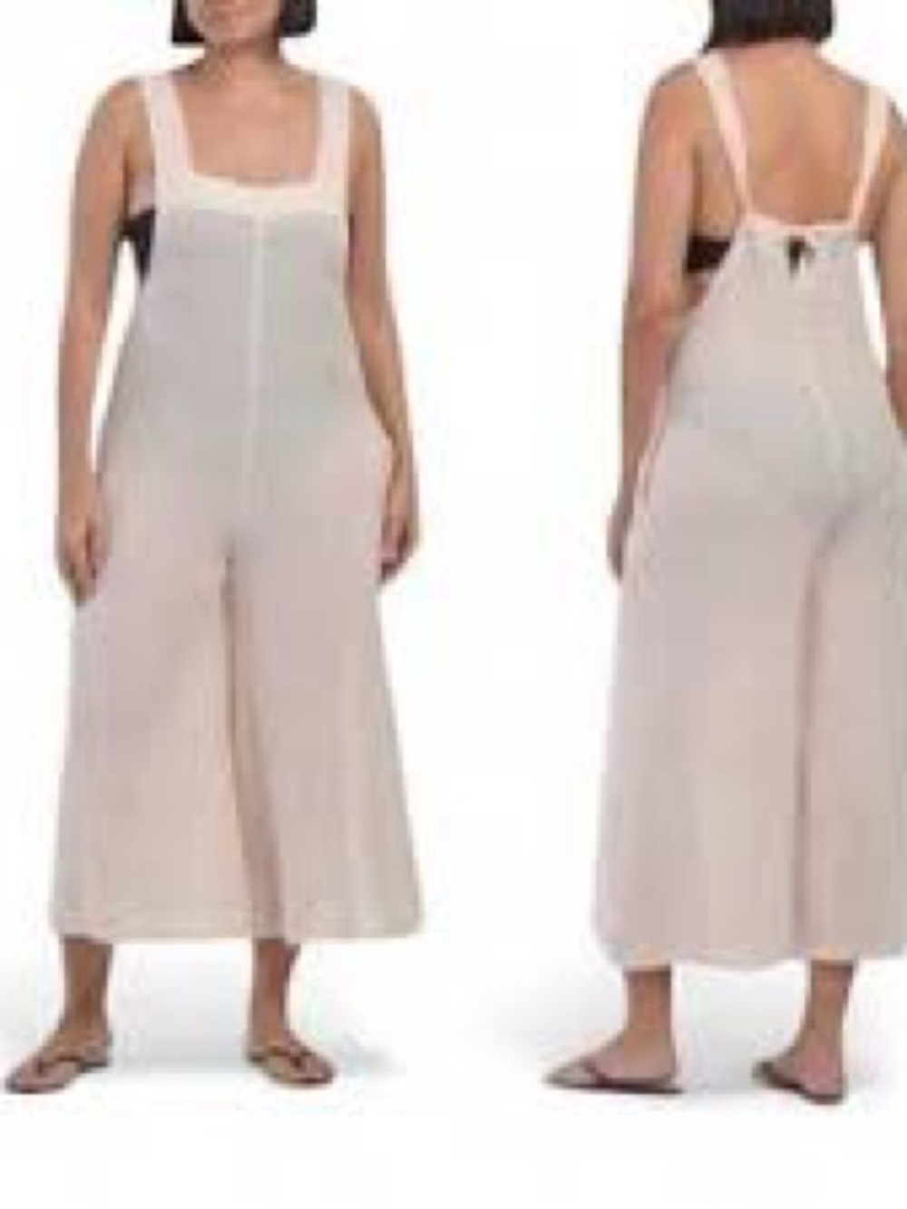 Haute hippie Women's Cream Wide-Leg Loungewear/swim cover up - linen blend